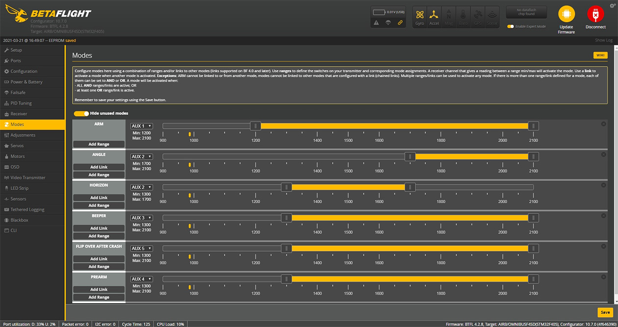 Betaflight Modes